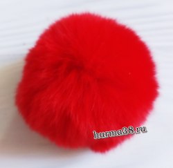 Помпон из кролика Рекси (8-10 см) цвет красный