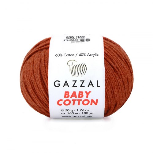 Пряжа Газзал Бейби Коттон (Gazzal Baby Cotton) 3453 терракот