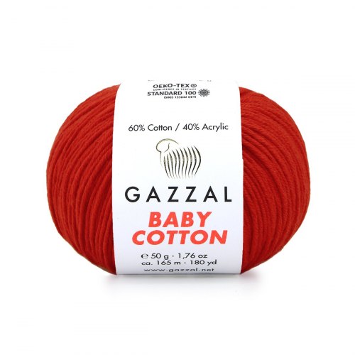 Пряжа Газзал Бейби Коттон (Gazzal Baby Cotton) 3443 красный