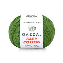 Пряжа Газзал Бейби Коттон (Gazzal Baby Cotton) 3449 оливковый
