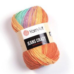 Пряжа Ярнарт Джинс Крейзи (YarnArt Jeans Crazy) 8202 жёлтый/салатовый/фиолетовый/оранжевый