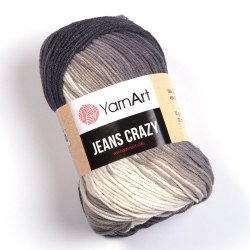 Пряжа Ярнарт Джинс Крейзи (YarnArt Jeans Crazy) 8204 белый/бежевый/коричневый