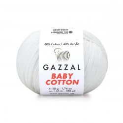 Пряжа Газзал Бейби Коттон (Gazzal Baby Cotton) 3410 белый