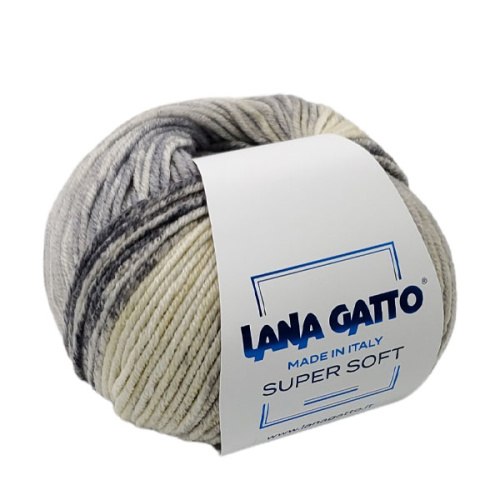 Пряжа Лана Гатто Супер Софт (Lana Gatto Super Soft) 9575 белый/серый