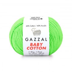 Пряжа Газзал Бейби Коттон (Gazzal Baby Cotton) 3427 ярко-салатовый