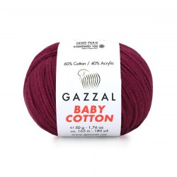 Пряжа Газзал Бейби Коттон (Gazzal Baby Cotton) 3442 бордо