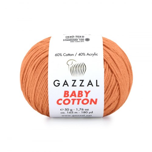 Пряжа Газзал Бейби Коттон (Gazzal Baby Cotton) 3465 тыквенный