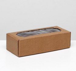 Коробка подарочная с окошком крафт 32 х 13 х 9 см арт. 4832237