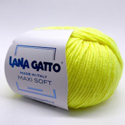 Пряжа Лана Гатто Макси Софт (Lana Gatto Maxi Soft) А1787 жёлтый неон