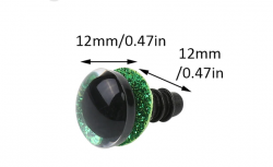 Глазки для игрушек трапеция на безопасном креплении цвет зелёный 1,2 см. 2 шт. арт. 15