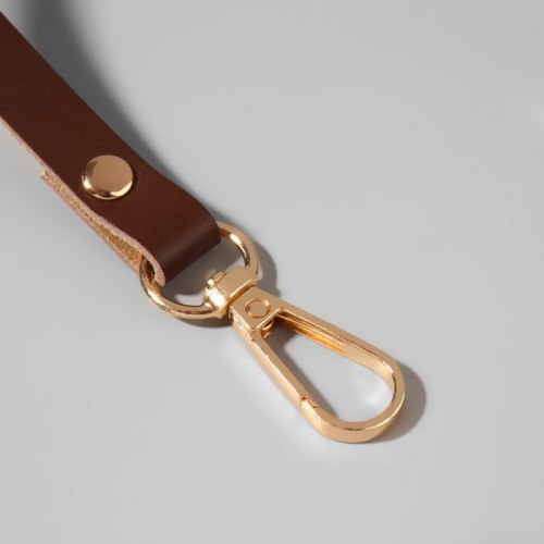 Ручка для сумки из натуральной кожи, с карабинами, 30 ± 2 см × 1,2 см, цвет коричневый/золотой арт. 9327019