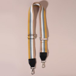 Ручка для сумки, стропа с кожаной вставкой, 140 × 3,8 см, цвет жёлтый/серый/белый/бежевый арт. 7842208