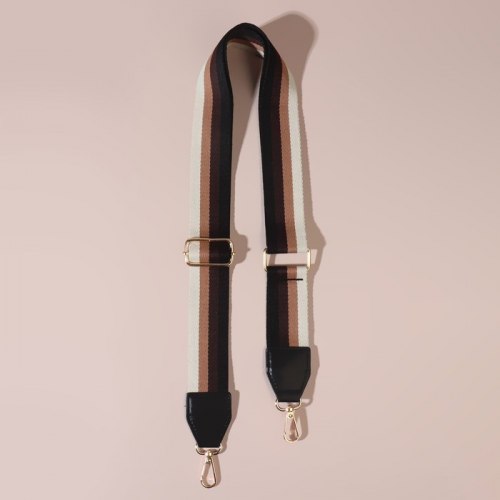 Ручка для сумки, стропа с кожаной вставкой, 140 × 3,8 см, цвет чёрный/коричневый/песочный/золотой арт. 7842207