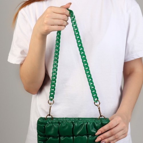 Цепочка для сумки, пластиковая, с карабинами, 23 × 17 мм, 68 см, цвет малахитовый арт. 7608535