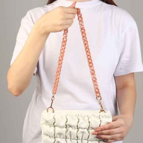 Цепочка для сумки, пластиковая, с карабинами, 23 × 17 мм, 68 см, цвет розовый кварц арт. 7608534