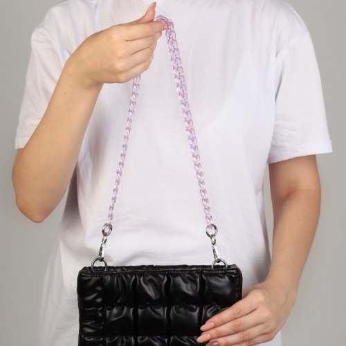 Цепочка для сумки, пластиковая, с карабинами, 23 × 17 мм, 68 см, цвет прозрачный/сиреневый арт. 7608532