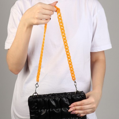 Цепочка для сумки, пластиковая, с карабинами, 23 × 17 мм, 68 см, цвет оранжевый арт. 7608530