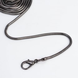 Цепочка-шнурок для сумки, с карабинами, железная, d = 3,2 мм, 120 см, цвет чёрный никель арт. 7602410
