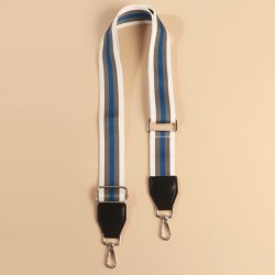 Ручка для сумки, стропа с кожаной вставкой, 140 × 3,8 см, цвет белый/серый/синий арт. 5077537