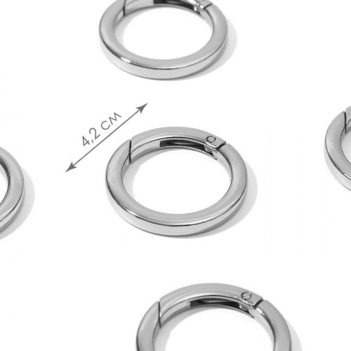 Кольцо-карабин плоский, d = 32/42 мм, толщина - 5 мм, цвет серебряный арт. 4598302