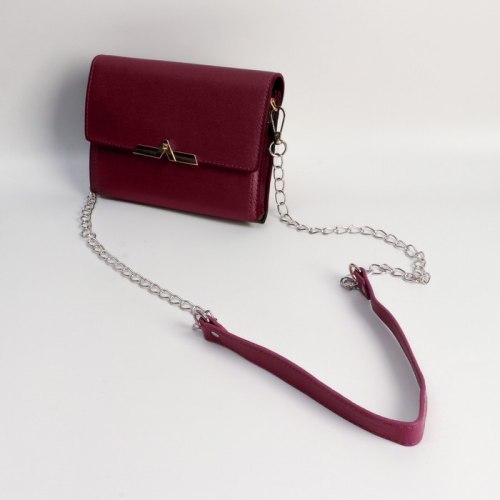 Ручка для сумки, с цепочками и карабинами, 120 × 1,8 см, цвет бордовый арт. 4327951