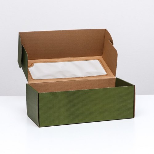 Коробка самосборная, с окном, хаки, 16 х 35 х 12 см арт. 4589011
