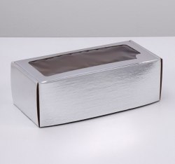 Коробка самосборная, с окном, серебряная, 16 х 35 х 12 см арт. 4589016