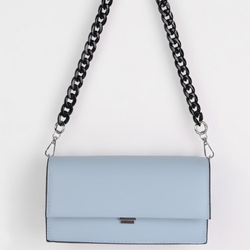 Цепочка для сумки, пластиковая, с карабинами, 15 × 6 мм, 68 см, цвет чёрный/серебряный арт. 9454856