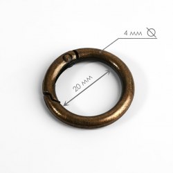 Кольцо-карабин, d = 20/28 мм, толщина - 4 мм, цвет бронзовый арт. 9494255