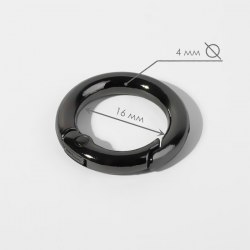 Кольцо-карабин, d = 16/24 мм, толщина - 4 мм, цвет чёрный никель арт. 9496718