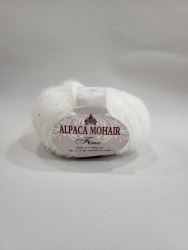Пряжа Альпака Мохер Файн с пайетками цвет белый