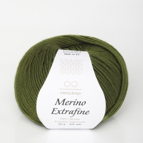 Пряжа Инфинити Мерино Экстрафайн (Infinity Merino Extrafine) 9553 зеленая оливка