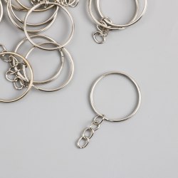 Основа для брелока кольцо металл с цепочкой серебро 2,5х2,5 см арт. 4438104