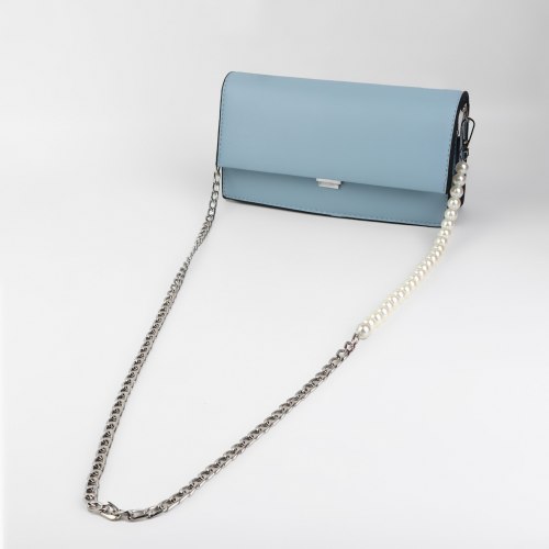 Цепочка для сумки, с карабинами, с жемчужными бусами, d = 12 мм, 14 × 8 мм, 120 см, цвет серебряный арт. 9327006
