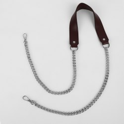 Ручка для сумки, с плоскими цепочками и карабинами, 120 × 3 см, цвет коричневый/серебряный арт. 9898278