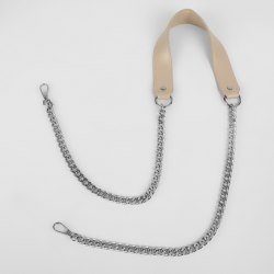 Ручка для сумки, с плоскими цепочками и карабинами, 120 × 3 см, цвет бежевый/серебряный арт. 9898279