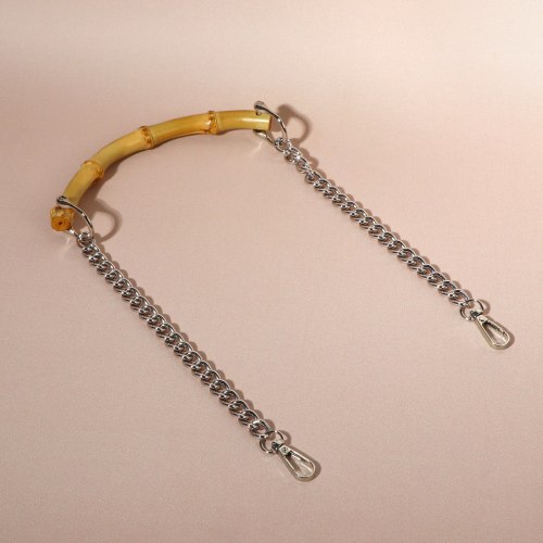 Ручка для сумки, бамбук, с цепочками и карабинами, 60 см, цвет серебряный арт. 9898305