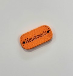 Деревянная пришивная бирка «Hand made», 2,4 × 1,2 см оранжевая
