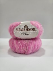 Пряжа Альпака Мохер Файн Мультиколор цвет 01 розовый/малиновый
