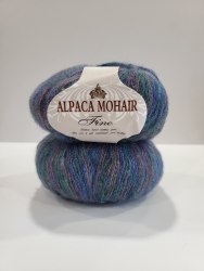 Пряжа Альпака Мохер Файн Мультиколор цвет 14 изумруд/синий/фиолетовый