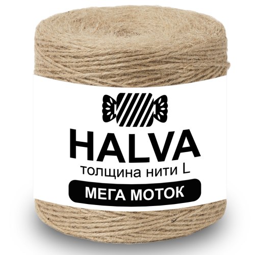 Джутовая пряжа Halva L МЕГА-МОТОК цвет Натуральный