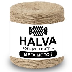 Джутовая пряжа Halva L МЕГА-МОТОК цвет Натуральный