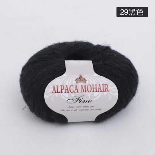 Пряжа Альпака Мохер Файн с пайетками цвет 29 чёрный