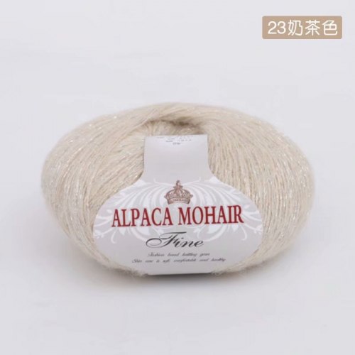 Пряжа Альпака Мохер Файн с пайетками цвет 23 сливочный