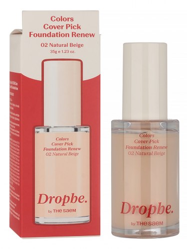 Тональная основа THE SAEM Drop Be Colors Cover Pick Foundation Renew 02 Natural Beige 35g