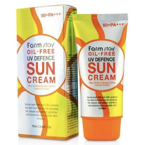 Крем для лица солнцезащитный без содержания масел SPF50+PA+++ FARM STAY Oil-Free UV Defence Sun Cream, 70ml