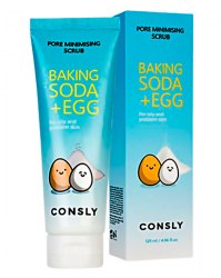 Скраб для лица с содой и яичным белком CONSLY Baking Soda Egg Pore Minimising Scrub, 120мл