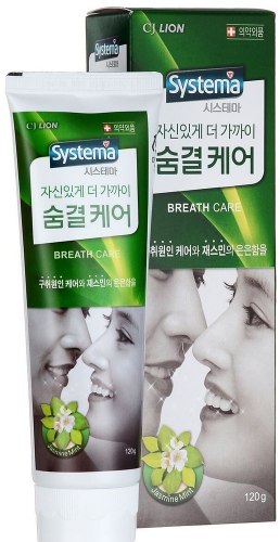 Паста зубная для ухода за дыханием с ароматом жасмина и мяты LION "Systema", 120 г
