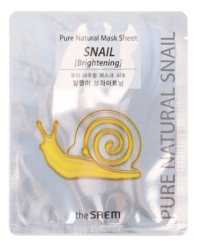 Маска тканевая Сияние с экстрактом улиточного муцина THE SAEM Pure Natural Mask Sheet Snail Brightening 20мл