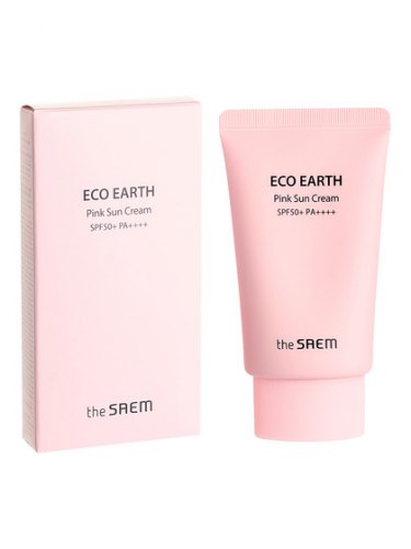 Солнцезащитный крем для чувствительной кожи THE SAEM Eco Earth Power Pink Sun SPF 50+++50мл